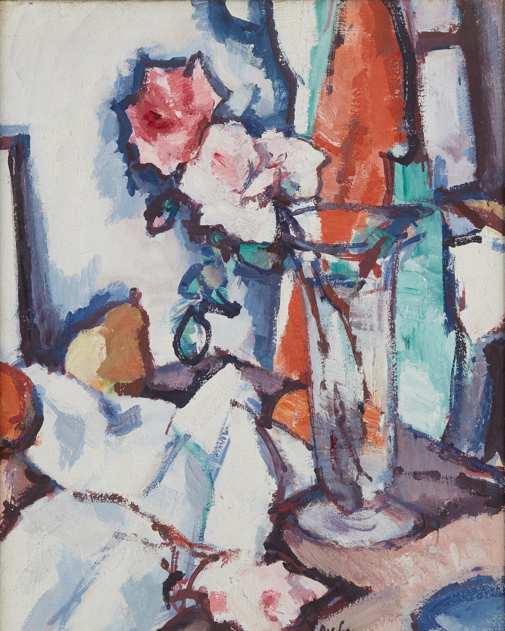 Zátiší růží a hrušek (olej na plátně) od Samuel John Peploe