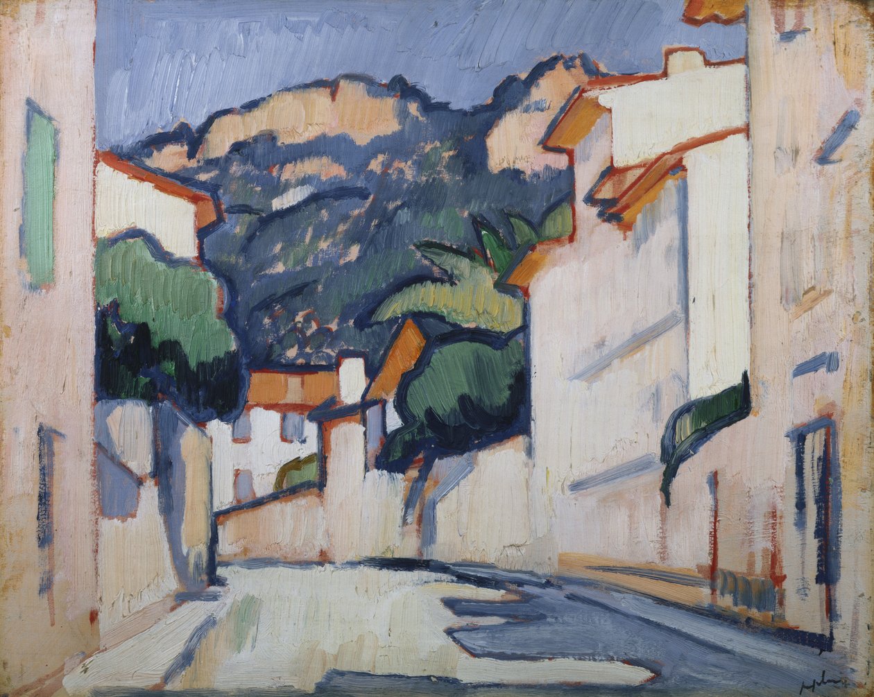 Pouliční scéna, Cassis, cca 1913 (olej na panelu) od Samuel John Peploe