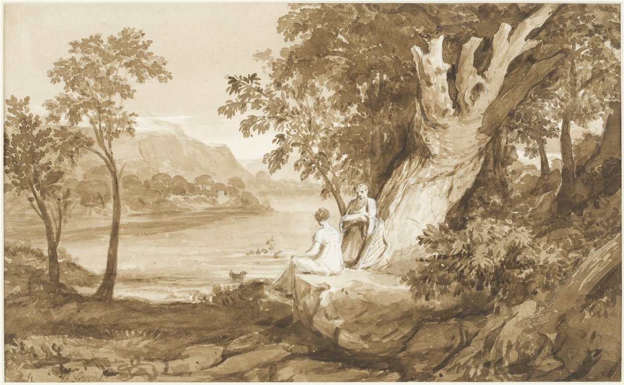 Ilustrace do Comus, 1811 (pero a inkoust a mytí na papíře) od Samuel John Stump