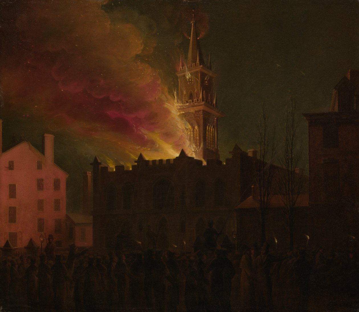 Požár zednářské síně, Chestnut Street, Philadelphia, Pennsylvania, 1819 od Samuel Jones
