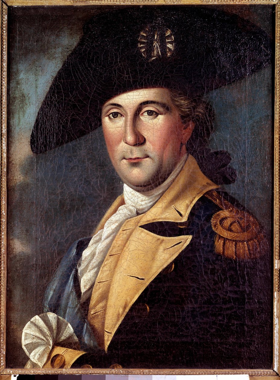 Portrét George Washingtona (1732-1789) představitele v kostýmu Portrét George Washingtona (1732-1789) představitele v generálském kostýmu, s šátkem vrchního velitele kontinentální armády - Obraz Samuela Kinga (1748-1819) od Samuel King