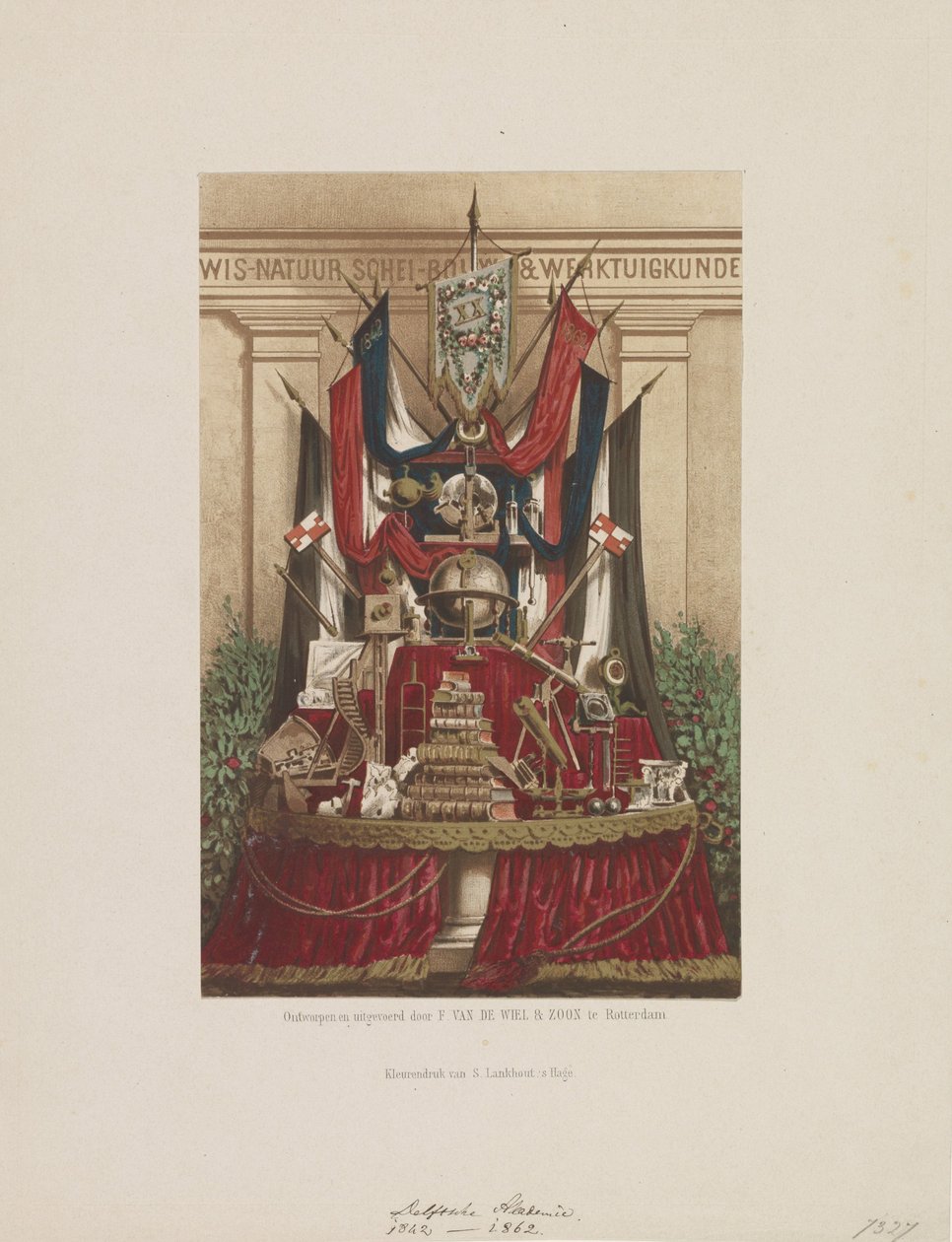 Trofej jako dekorace při oslavě dvacátého výročí Delft Academy, 1862 od Samuel Lankhout