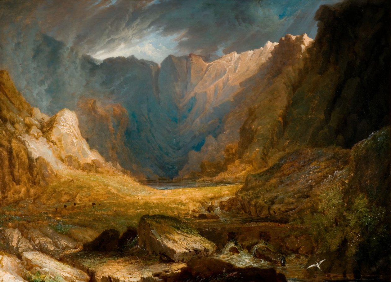 Llyn Idwal, Severní Wales, 1810-1850. od Samuel Lines