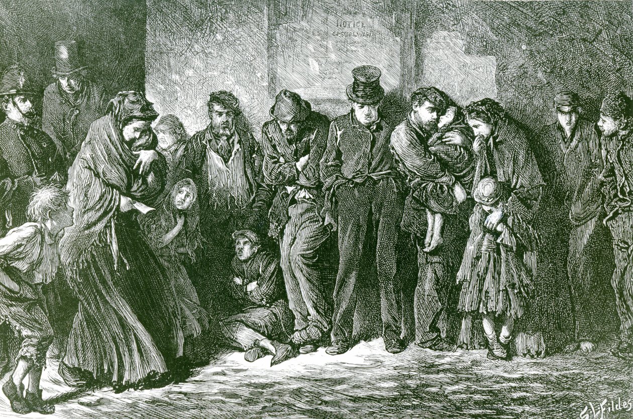 Bezdomovci a hladoví, 1869 od Samuel Luke Fildes