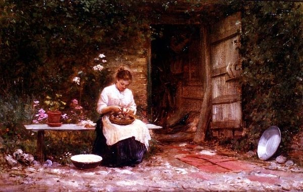 Loupání brambor od Samuel Luke Fildes