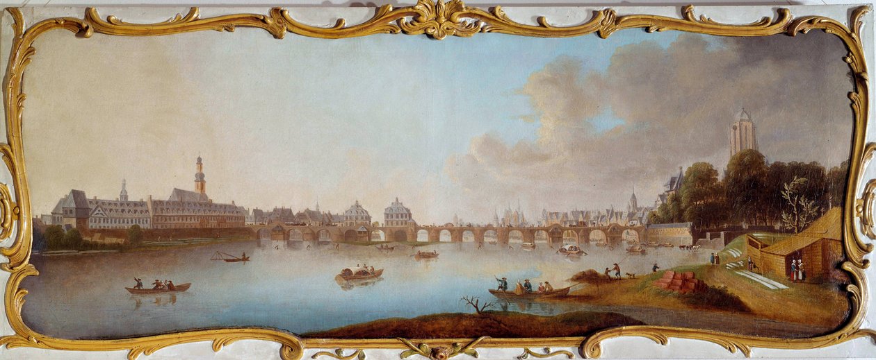 Pohled na panorama města Frankfurt z Frankfurtu nad Mohanem v Německu. Obraz Samuela Munda (1724-1794) Frankfurt 18. století, historické muzeum od Samuel Mund