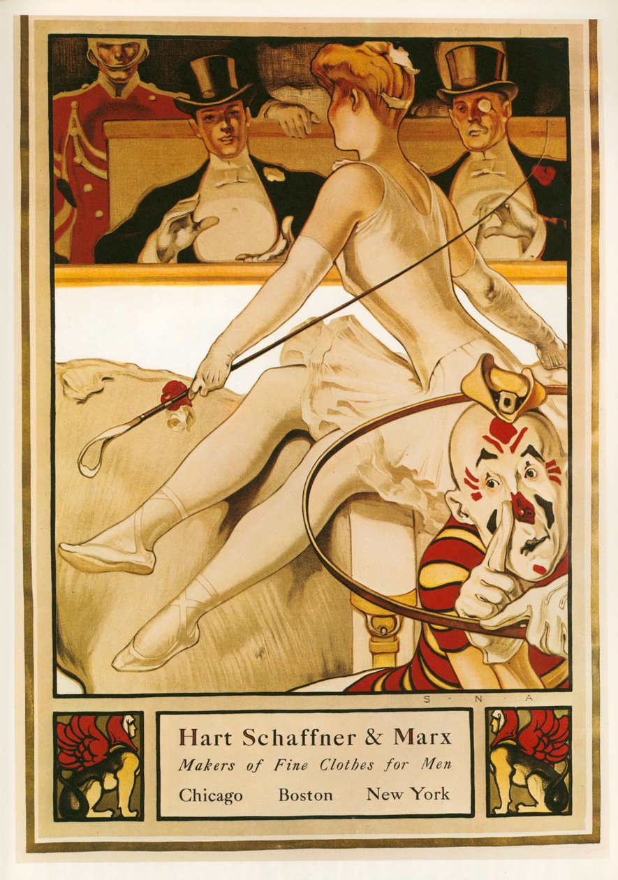 Samuel Nelson Abbott: Hart and Marx, Výrobci pánských oděvů. USA ... (litografie) od Samuel Nelsol Abbott