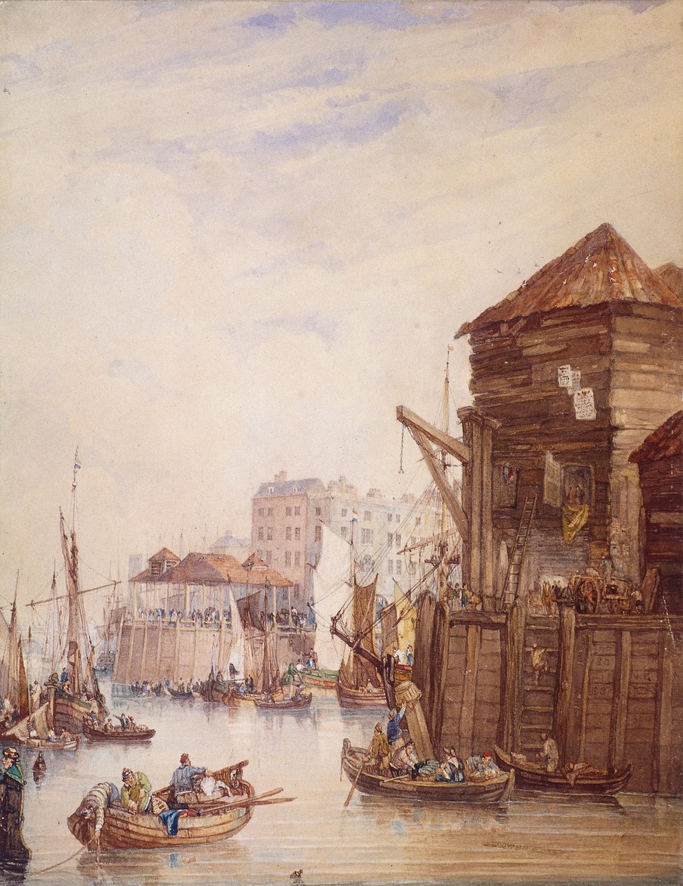 Billingsgate Wharf, Londýn, 1820 od Samuel Owen
