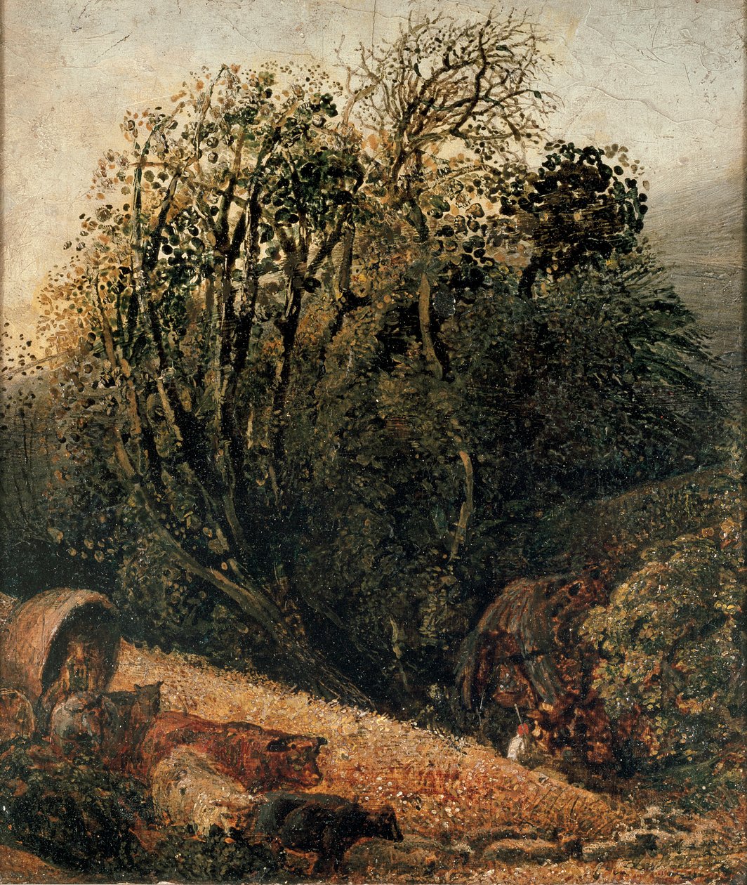 Kukuřičné pole ohraničené stromy, c1833-1834 od Samuel Palmer