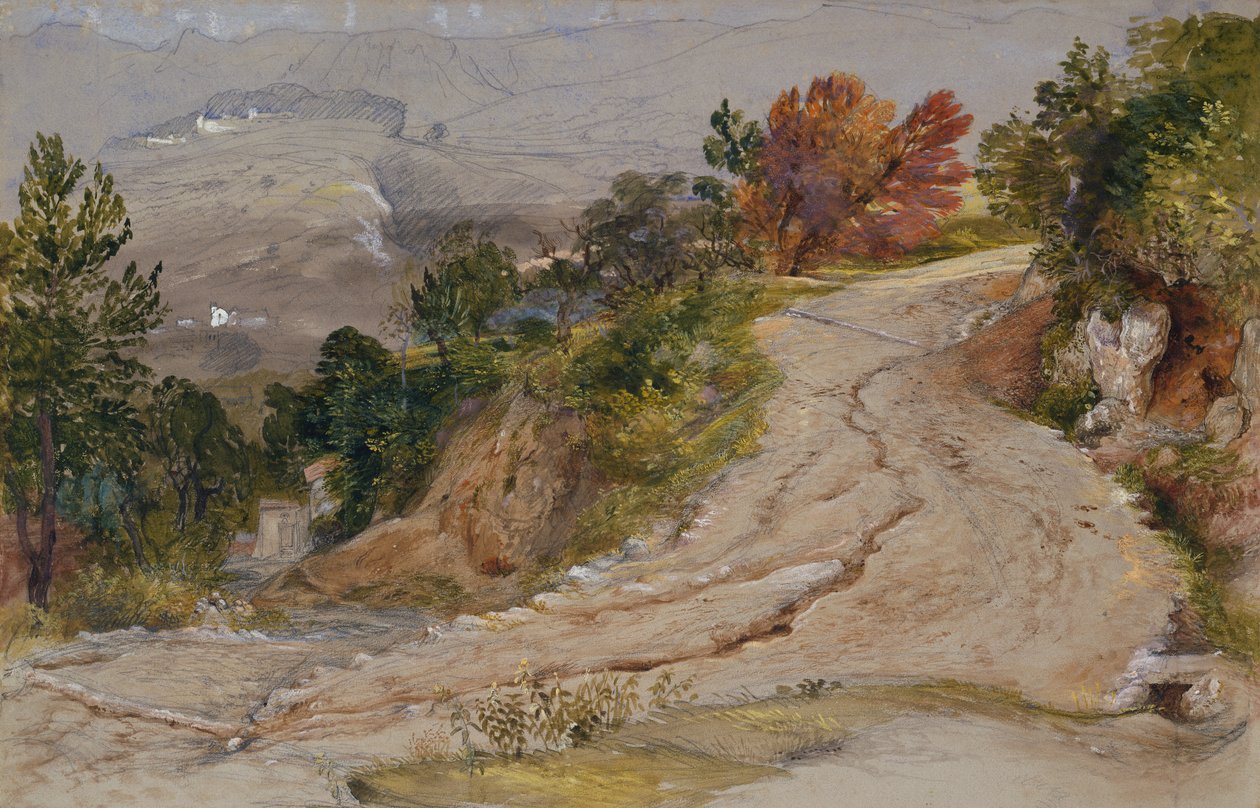 Horská cesta v Itálii (tužka, akvarel a tělová barva) od Samuel Palmer