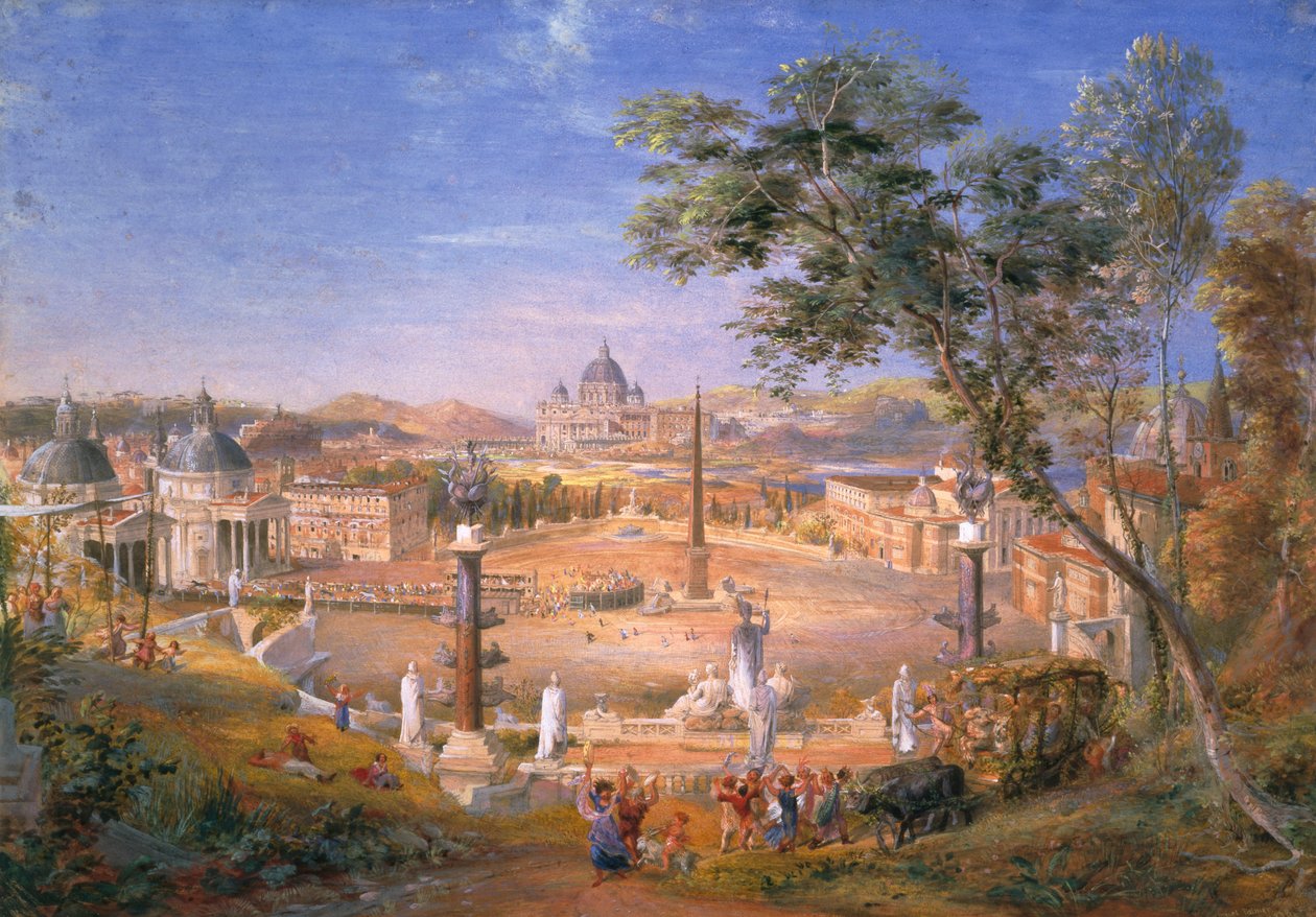Pohled na moderní Řím během karnevalu, 1838 od Samuel Palmer