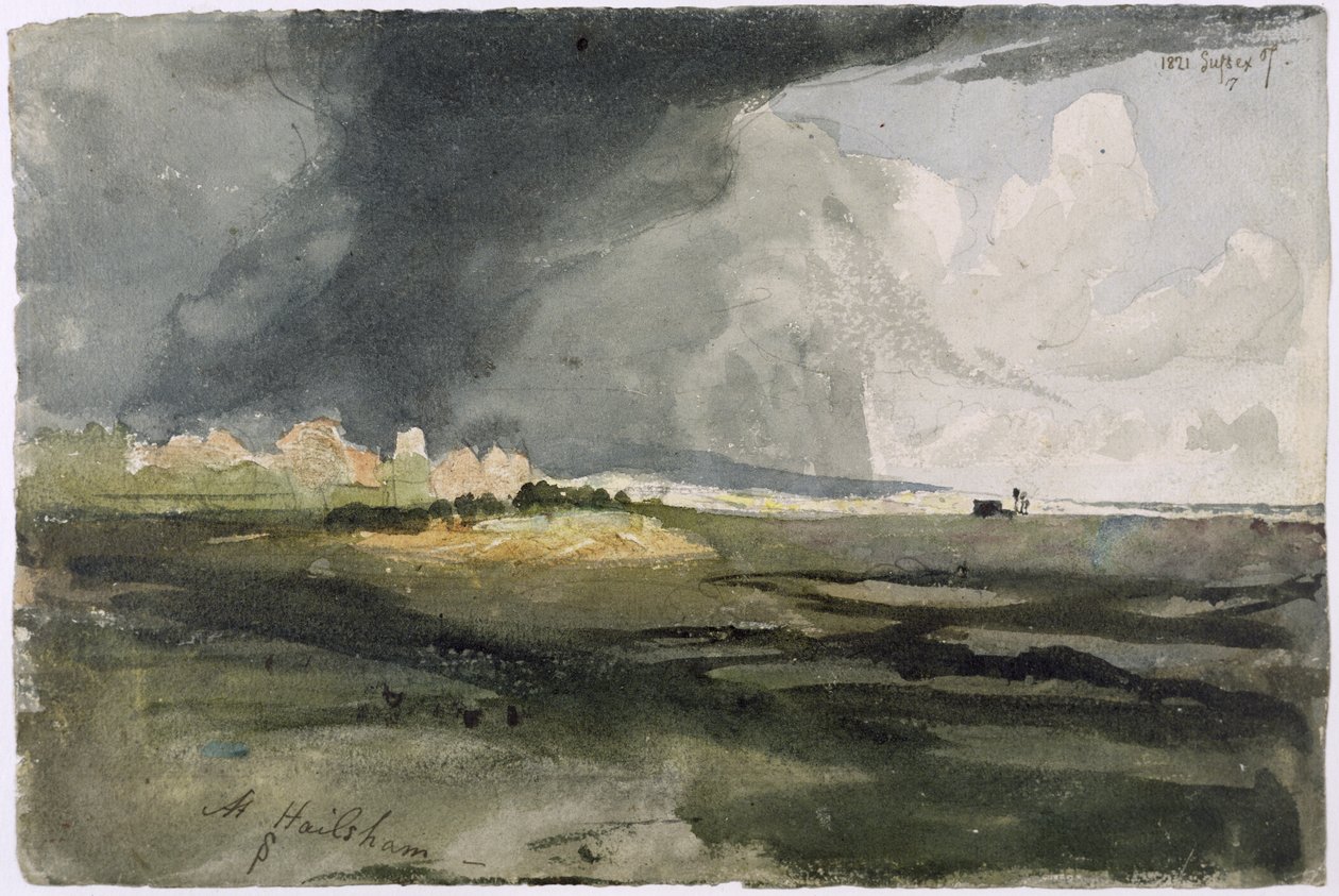 At Hailsham, Sussex: Storm Approaching, 1821 (wc nad grafitem na papíře) od Samuel Palmer