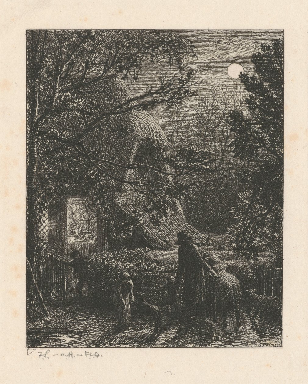 Vánoce aneb zahánění poslední ovce do ohrady od Samuel Palmer