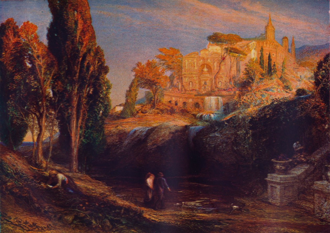 „Emily a Valancourt na zámku Le Blanc: Lady Foixová slyší od doktora Foixe, Záhady Udulpha“ od Samuel Palmer