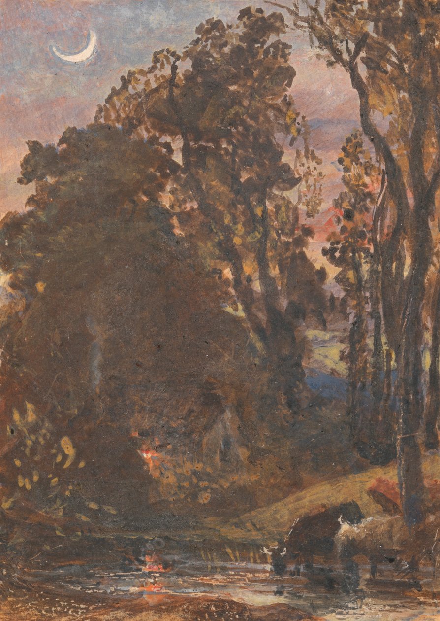 Večer, napájení dobytka od Samuel Palmer
