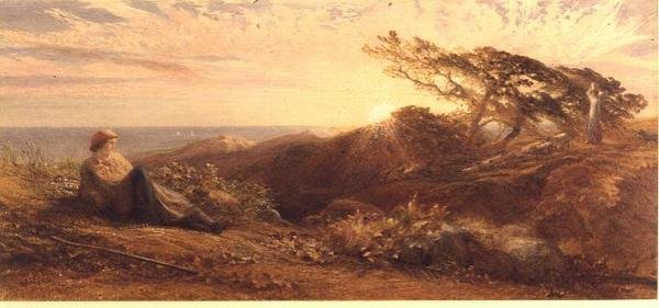 Eventide, kolem roku 1858 (akvarel) od Samuel Palmer