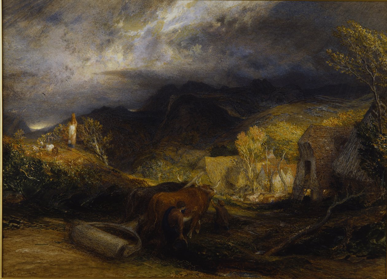 Ráno (akvarel a tělová barva na palubě) od Samuel Palmer