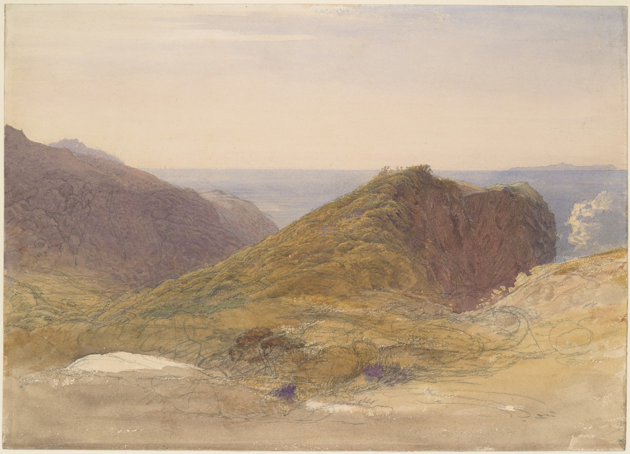 Na severním pobřeží Devonu, ostrov Lundy v dálce od Samuel Palmer