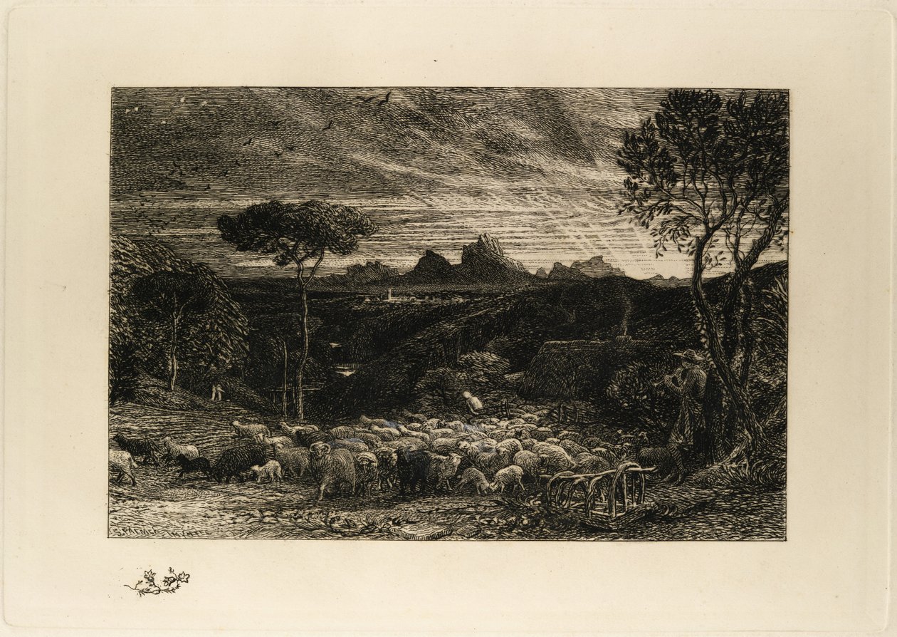 Otevírání ohrady neboli Časné ráno od Samuel Palmer