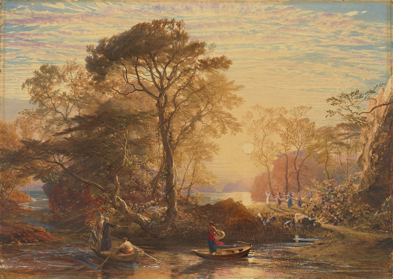 Sir Guyon s Palmerem, kterého Faedrie svádí k přistání na Zakletých ostrovech od Samuel Palmer