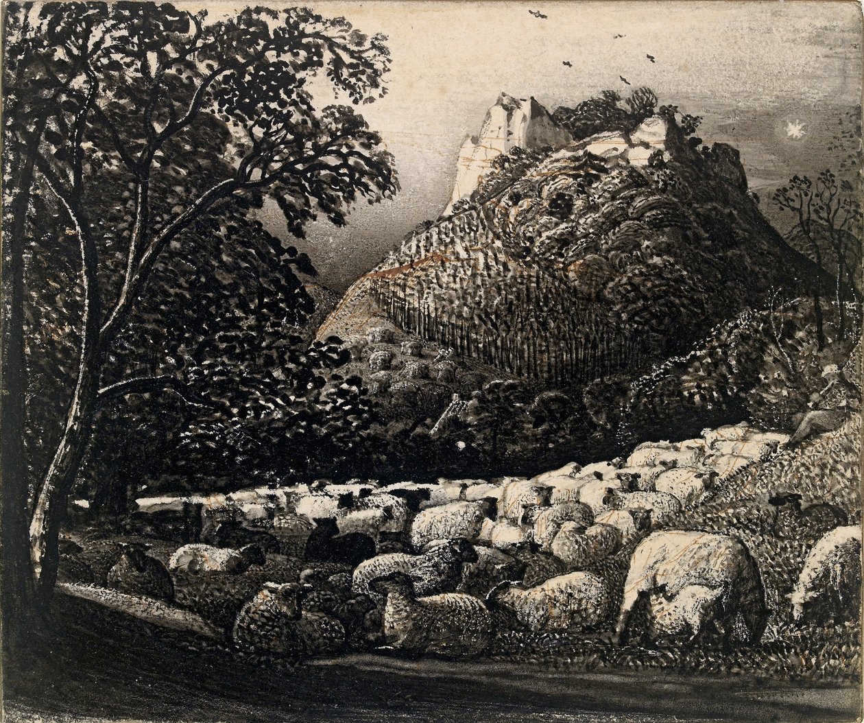 Hejno a hvězda, c1831-1832 od Samuel Palmer