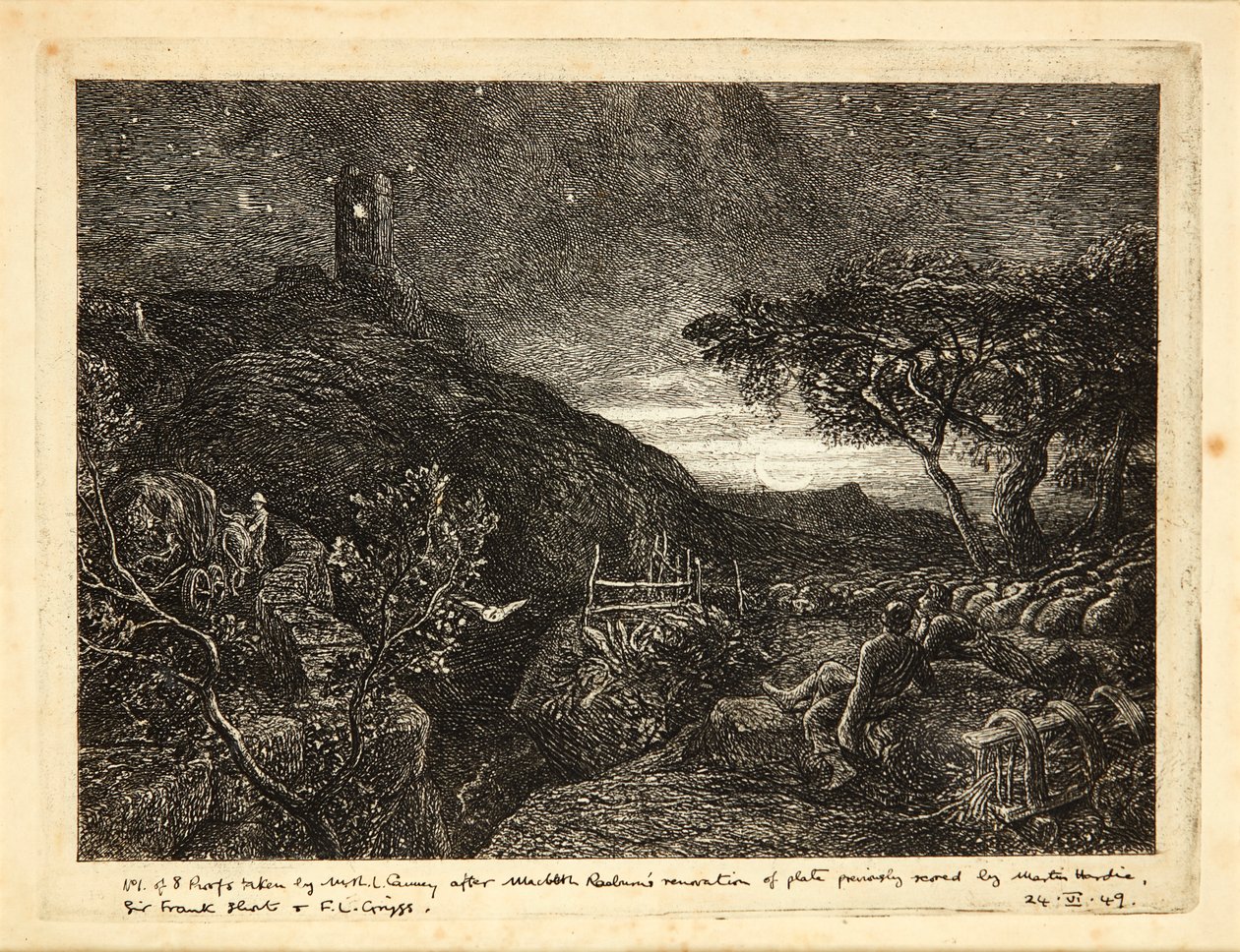 Osamělá věž (lept) od Samuel Palmer