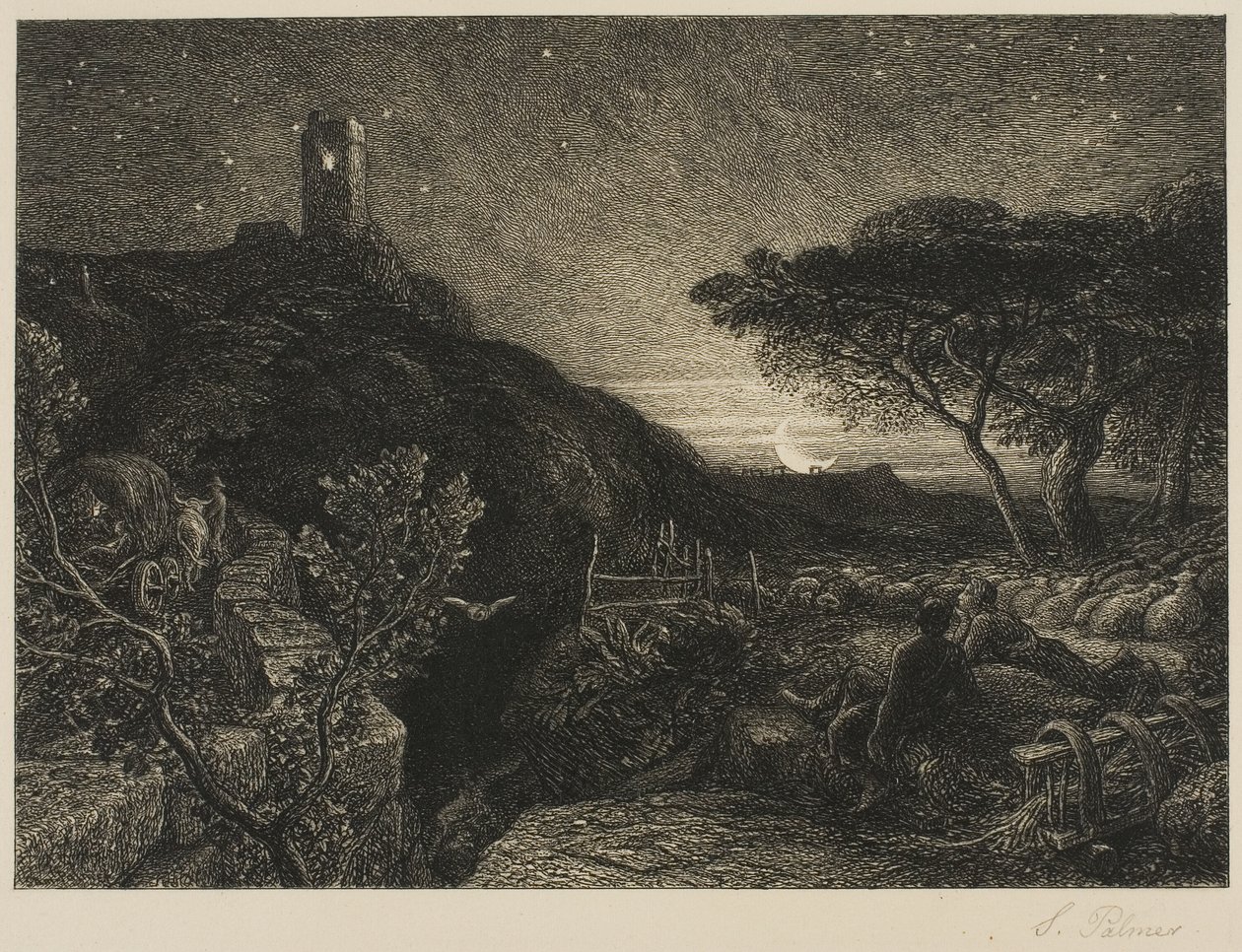 Osamělá věž od Samuel Palmer