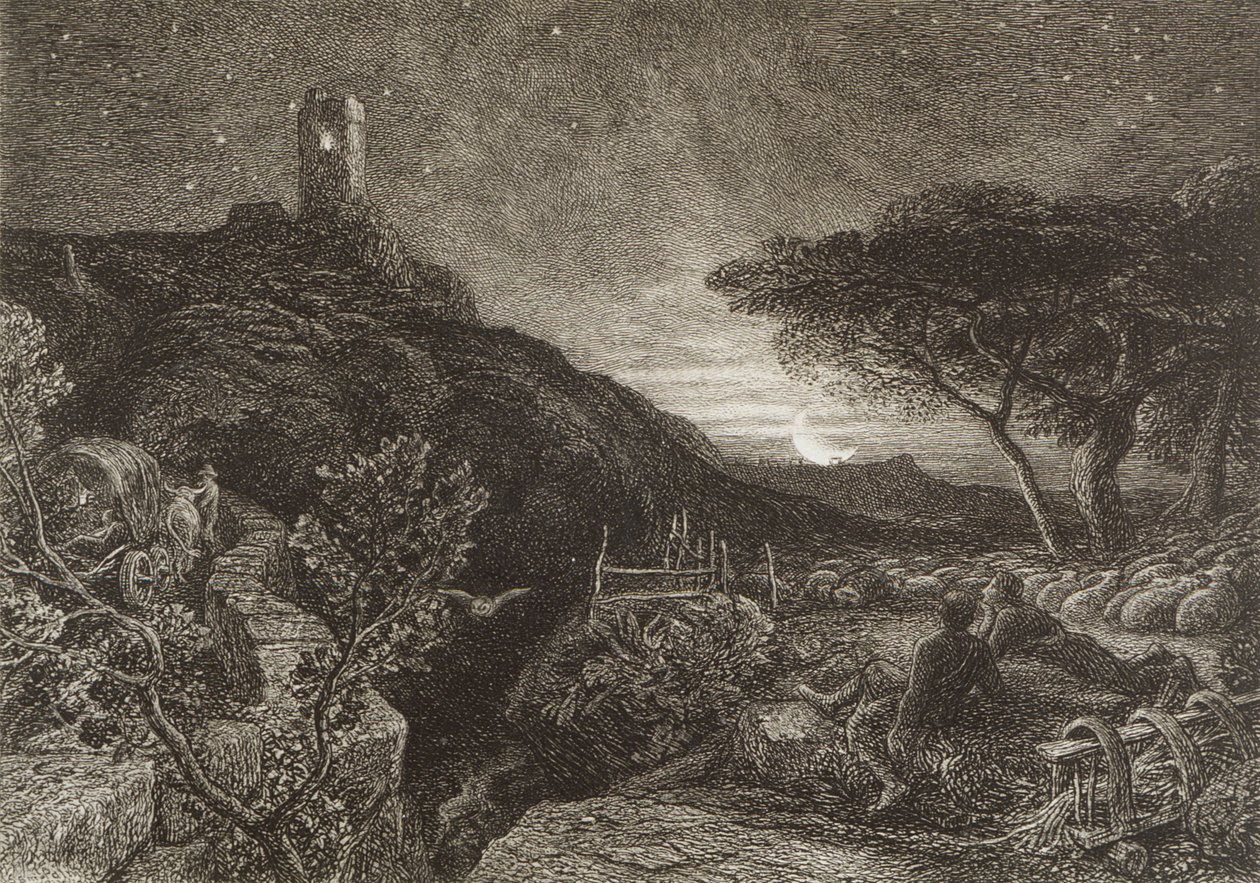 Osamělá věž, 1879 (lept) od Samuel Palmer