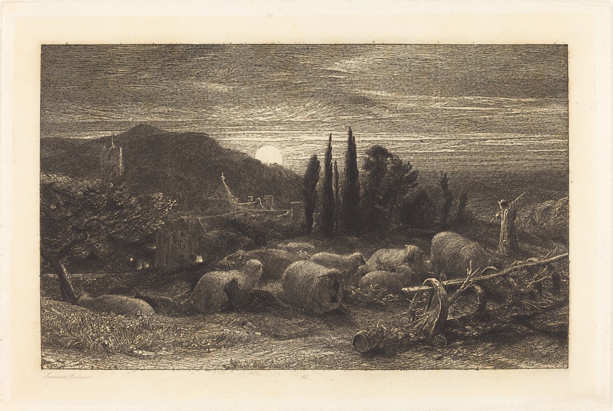 Vycházející měsíc od Samuel Palmer