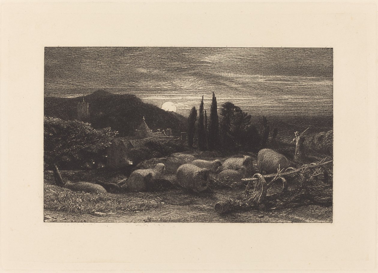 Vycházející měsíc aneb anglický pastorál od Samuel Palmer
