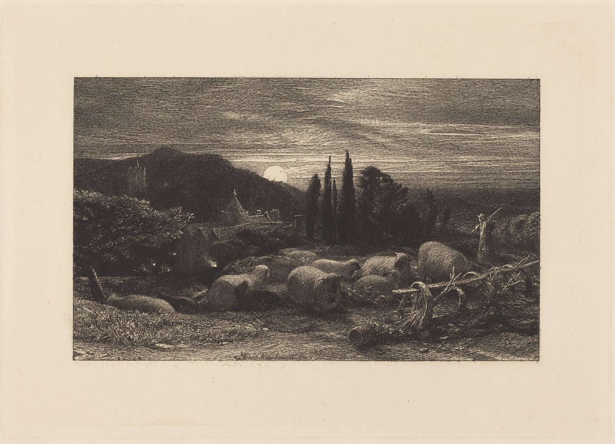 Vycházející měsíc neboli Anglická pastorála od Samuel Palmer