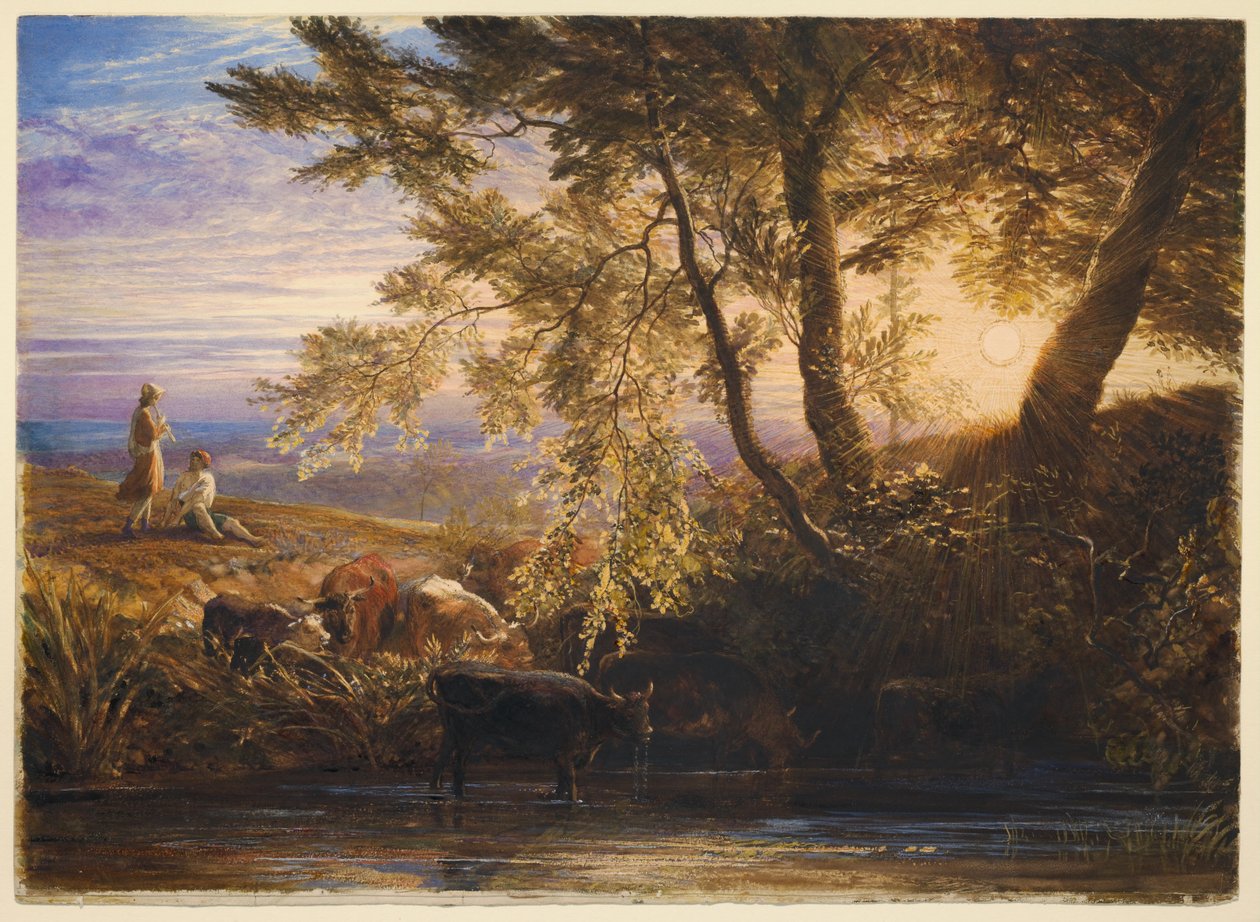 Zapadající slunce od Samuel Palmer