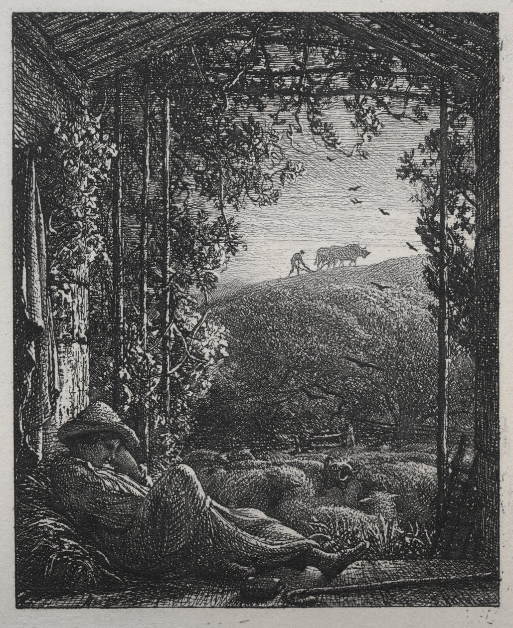 Spící pastýř od Samuel Palmer