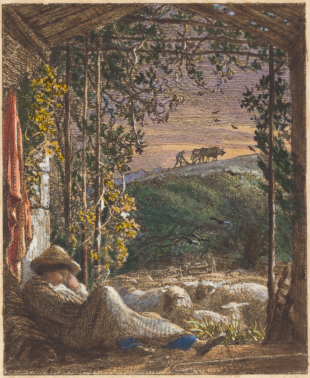 Spící pastýř; Časné ráno od Samuel Palmer