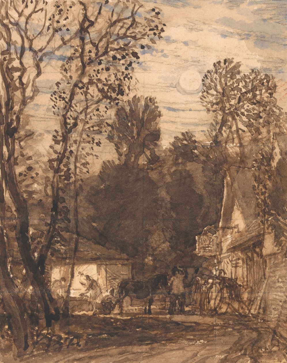 The Wayside Smithy (tužka a inkoust na papíře) od Samuel Palmer