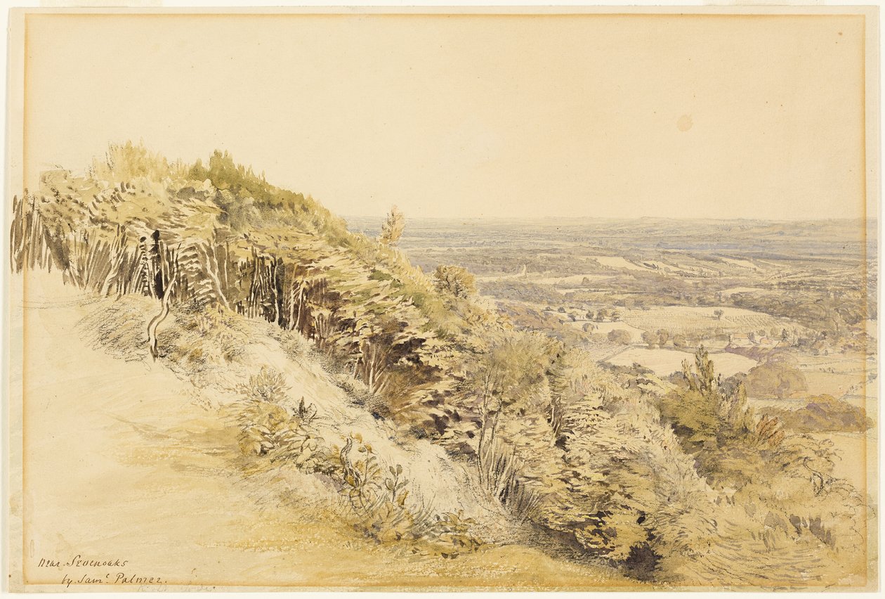 Pohled z Wilmots Hill, Kent od Samuel Palmer