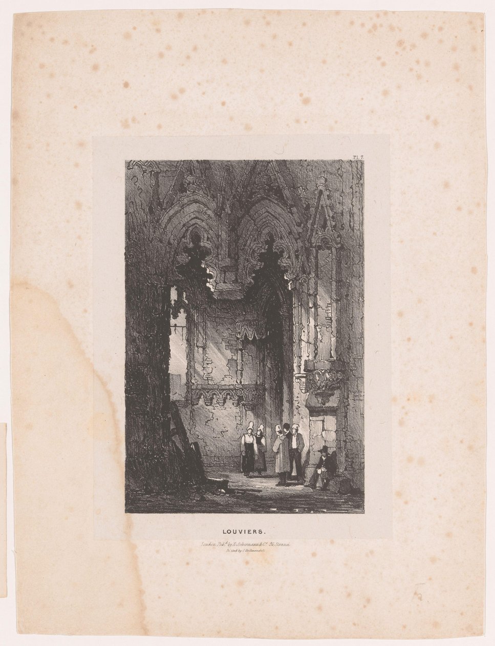 Interiér kostela v Louviers Louviers (název na objektu) Interiéry (název série) Interiéry (název série) od Samuel Prout (attributed to)