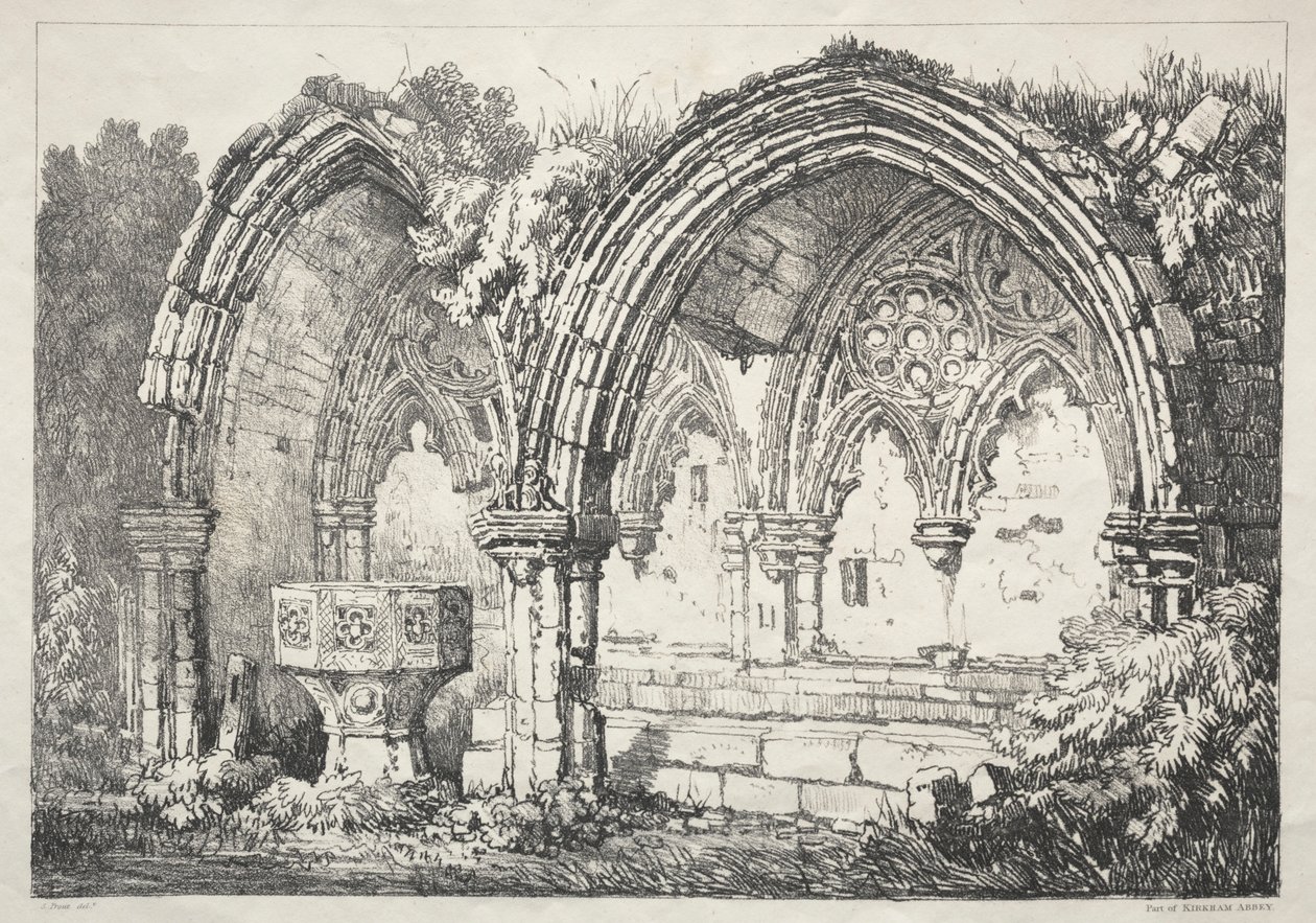 Řada starověkých budov a venkovských domků v severní Anglii: Část Kirkham Abbey, 182 od Samuel Prout