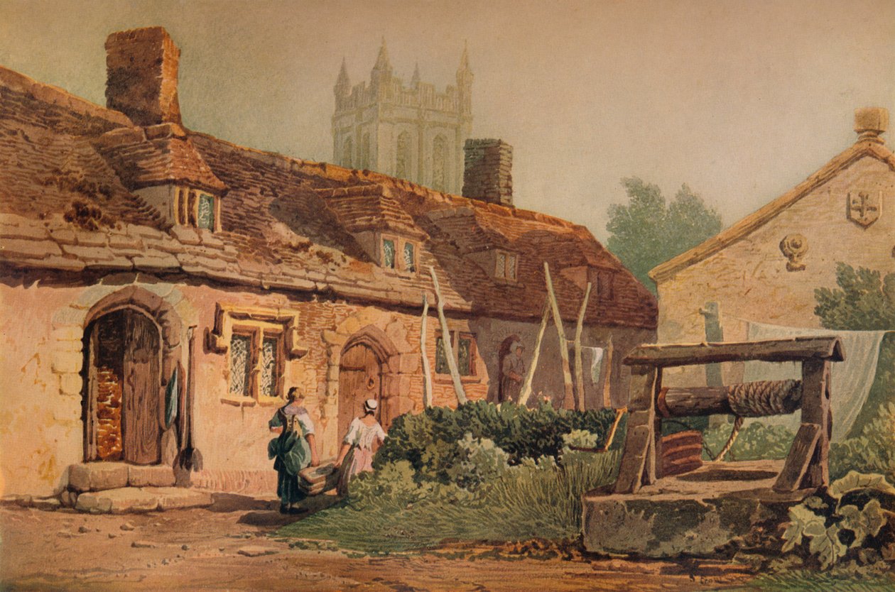 Chaty v Glastonbury, c1819 od Samuel Prout