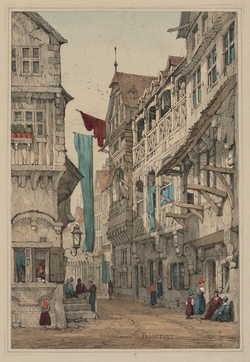Facisimilie skic vyrobených ve Flandrech a Německu: Sachsenhausen Francfort, 1833. od Samuel Prout