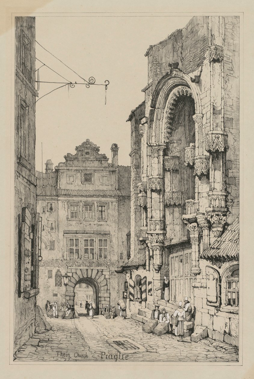 Facisimilie skic vyrobených ve Flandrech a Německu: Thein Church, Praha, 1833. od Samuel Prout