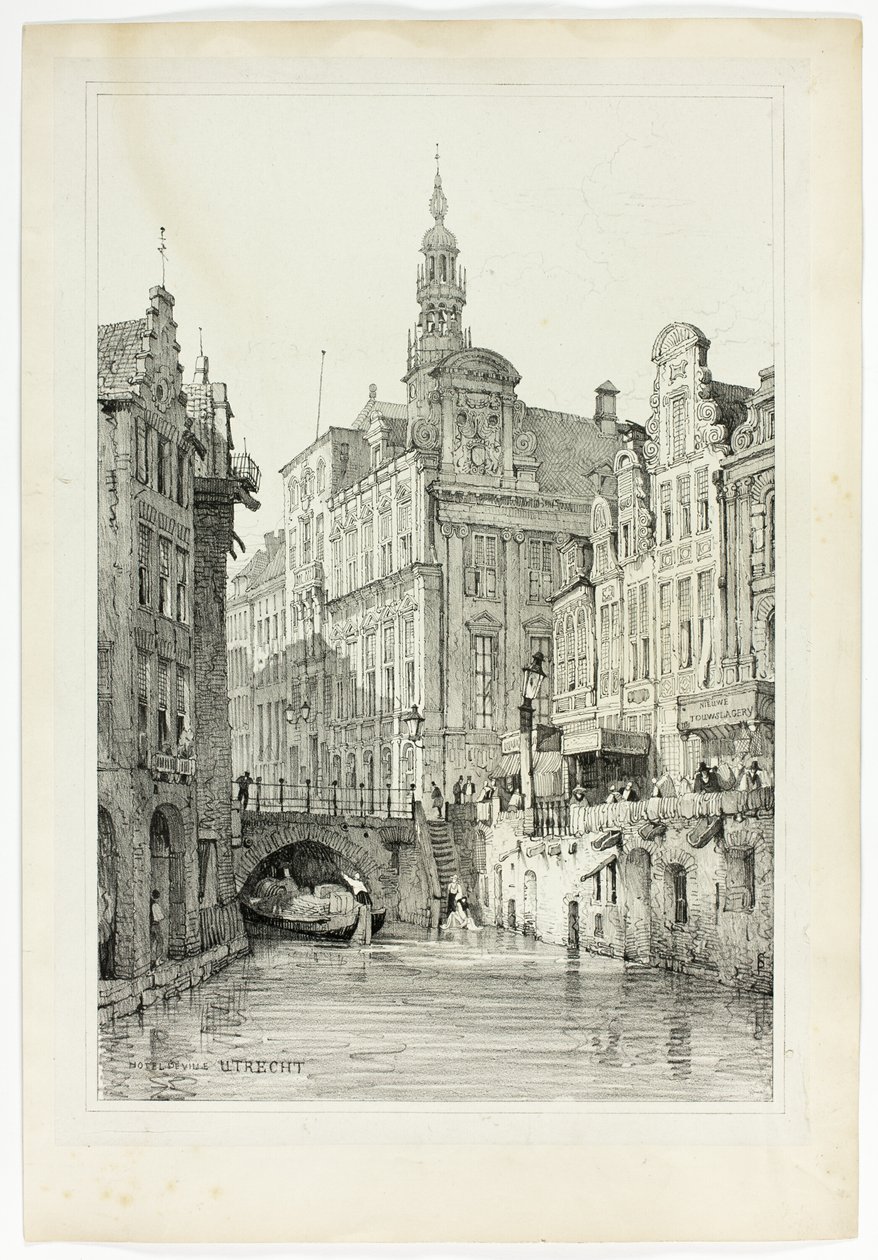 Hotel de Ville, Utrecht, z faksimile skic pořízených ve Flandrech a Německu od Samuel Prout