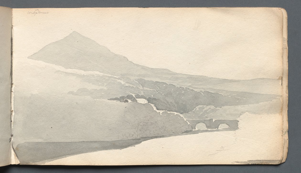 Sketchbook: Mountainous Landscape with Bridge, 1814. od Samuel Prout