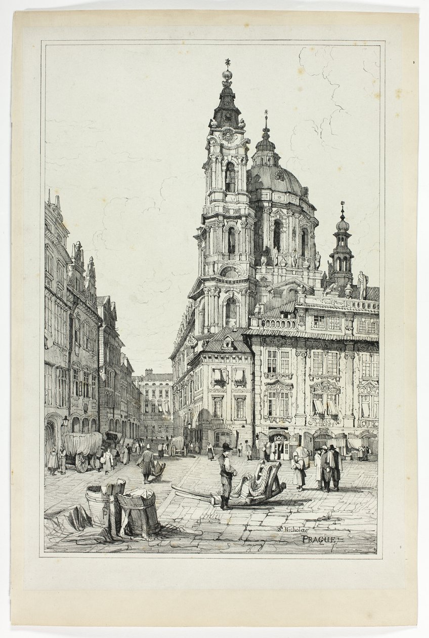 Mikuláš, Praha, z faksimile skic pořízených ve Flandrech a Německu od Samuel Prout