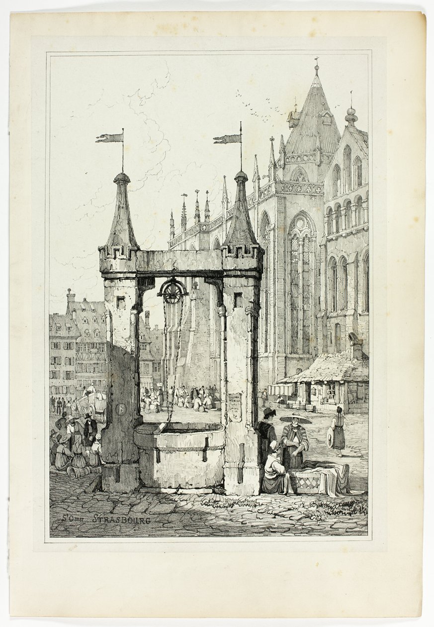 St Omer, Štrasburk, z faksimile náčrtů pořízených ve Flandrech a Německu od Samuel Prout