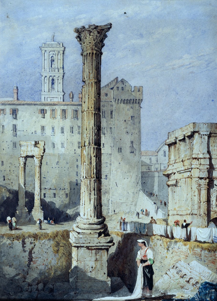 The Column of Phocas (akvarel na papíře) od Samuel Prout