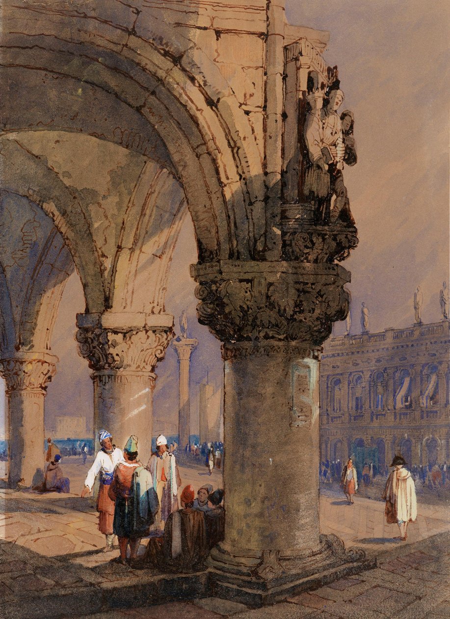 Kolonáda Dóžecího paláce, Benátky od Samuel Prout