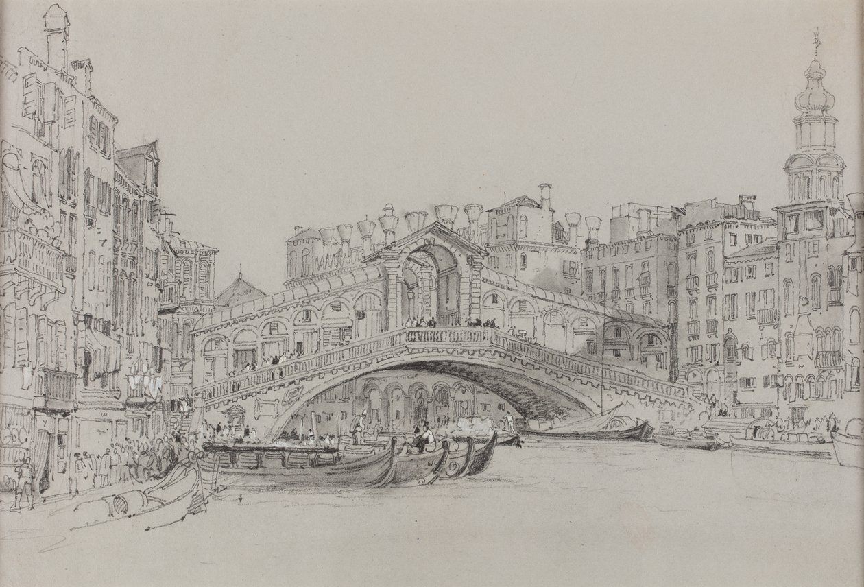 Rialto, Benátky, datum neznámé (akvarel na papíře) od Samuel Prout