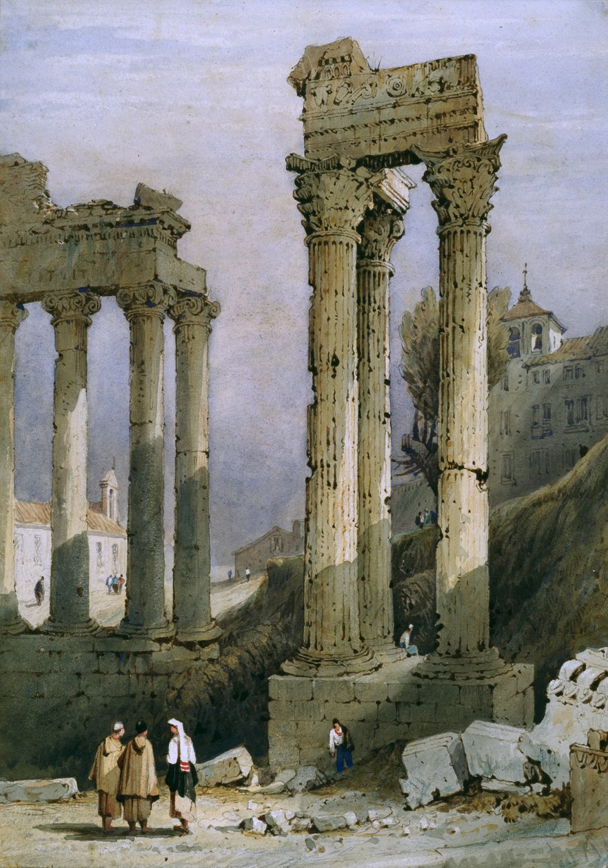 Vespasiánův a Saturnův chrám (akvarel na papíře) od Samuel Prout