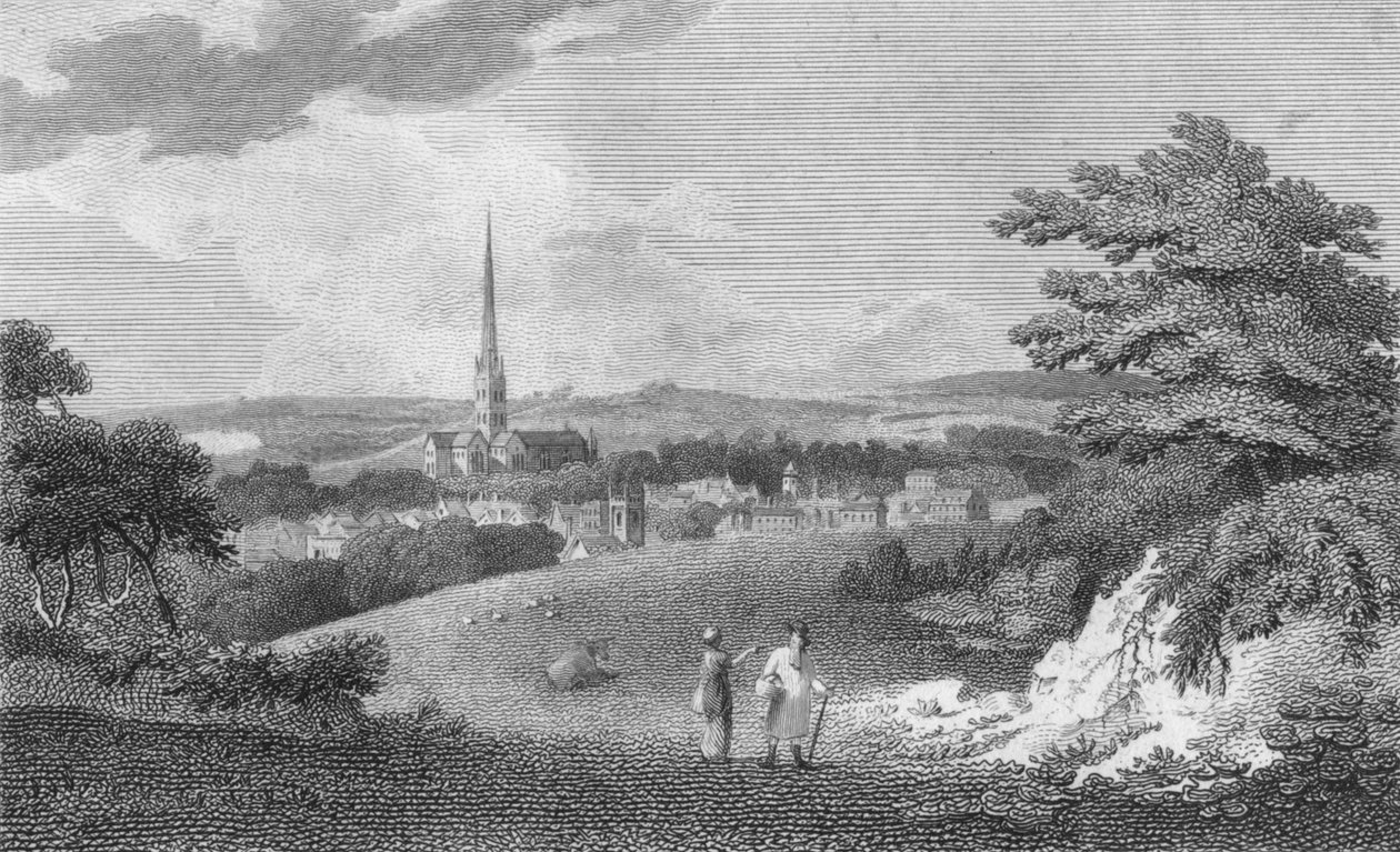 Salisbury, z London Road, 1805 od Samuel Rawle